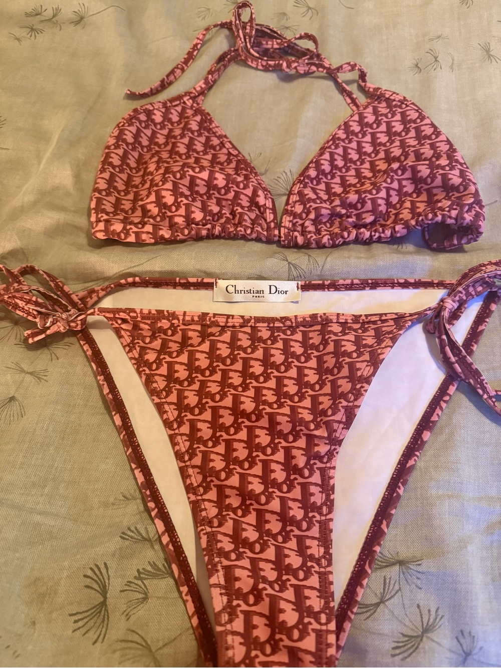 Dior Pink Monogram Triangle String Bikini - Picture 2 of 5